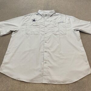 Dallas Cowboys Shirt Mens XL Gray NFL Football Short Sleeve Columbia PFG Fishing